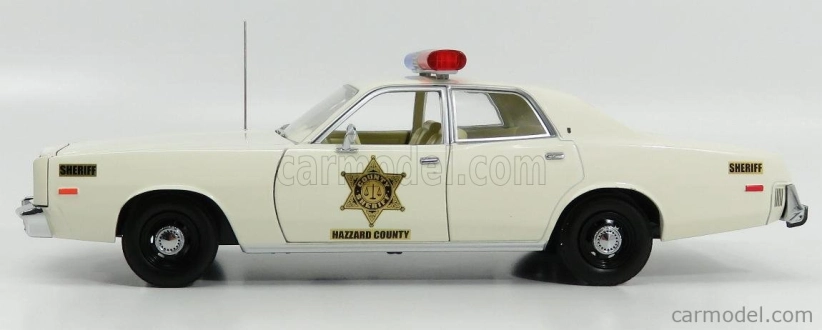 Greenlight Plymouth Fury Hazzard Police Rosco Patrol Car 1977 1:18 Bílá