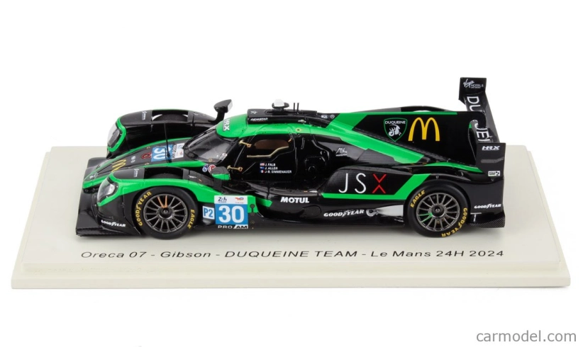 Spark-model Oreca 07 Gibson Gk428 4.2l V8 Team Duqueine N 30 24h Le Mans 2024 Jean Baptiste Simmenauer - James Allen - John Falb 1:43 Zelená Černá