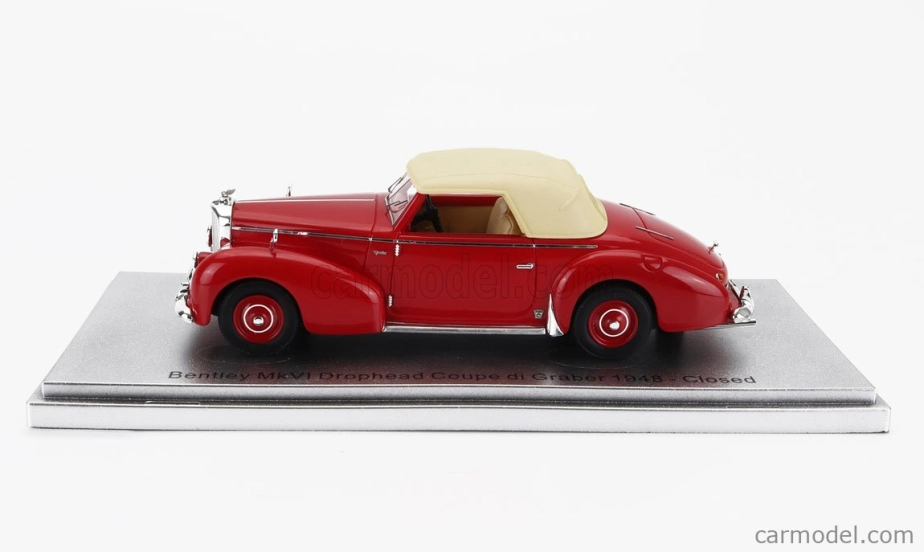 Kess-model Bentley Mkvi Drophead Coupe Graber Cabriolet Closed 1948 1:43 Red Cream