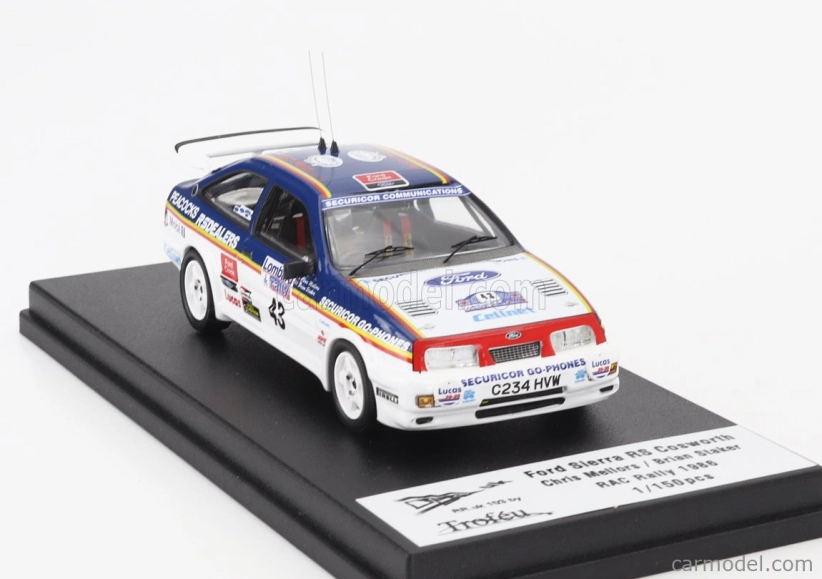 Trofeu Ford england Sierra Rs Cosworth N 43 Rally Rac Lombard 1986 Chris Mellors - Brian Staker 1:43 Modrá Bílá