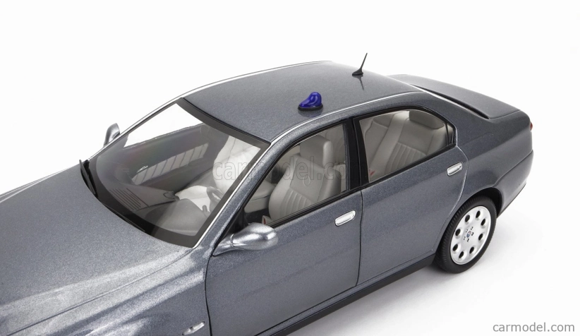Mitica-diecast Alfa romeo 166 2.4 Jtd (with  Decals Comando Esercito Italiano E Civile) 1998 – (lampeggiante Applicabile Con Biadesivo - Flashing Light With Double-sided Tape) 1:18 Nettuno Grey Met