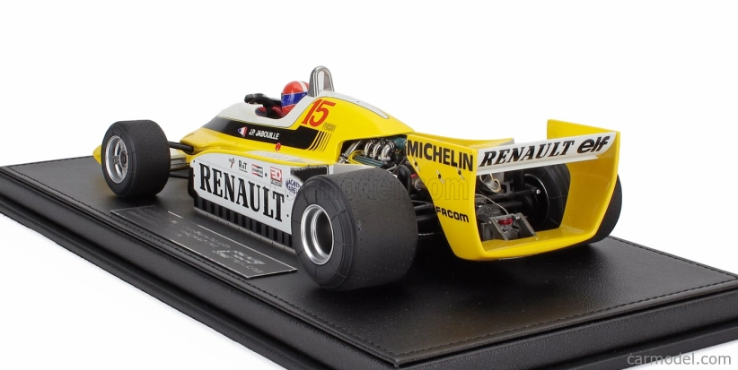Gp-replicas Renault F1 Rs10 Team Renault Elf N 15 Pole Position And Winner France Gp (with Pilot Figure) 1979 Jean Pierre Jabouille - Con Vetrina - With Showcase 1:18 Žlutá Bílá