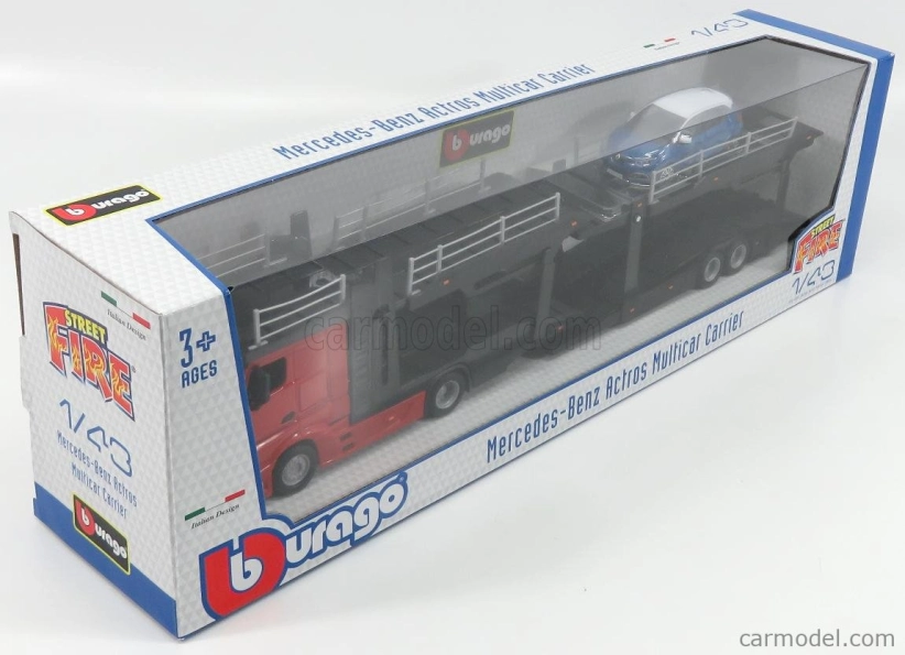 Bburago Mercedes benz Actros 2 2545 Truck Car Transporter 2016 + Renault Captur 1:43