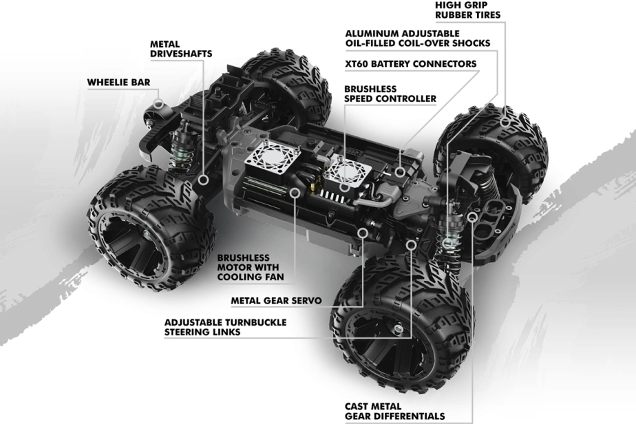 Qbit MT Flux 1/16th Monster Truck - Modrý