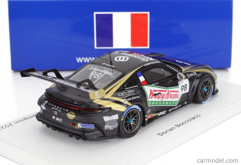 Spark-model Porsche 911 992 Gt3 Cup N 98 France Champion Porsche Carrera Cup 2023 Dorian Boccolacci 1:43 Black