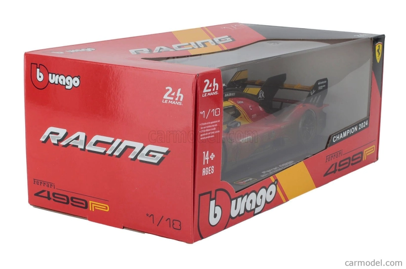 Bburago Ferrari 499p 3.0l Turbo V6 Team Ferrari Af Corse N 50 Winner 24h Le Mans (after Race Version) 2024 Antonio Fuoco - Miguel Molina - Nicklas Nielsen 1:18 Red