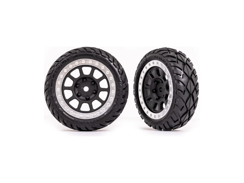 Traxxas koleso 2.2", disk sivý/chrómovaný, pneu Anaconda (2) (predné)