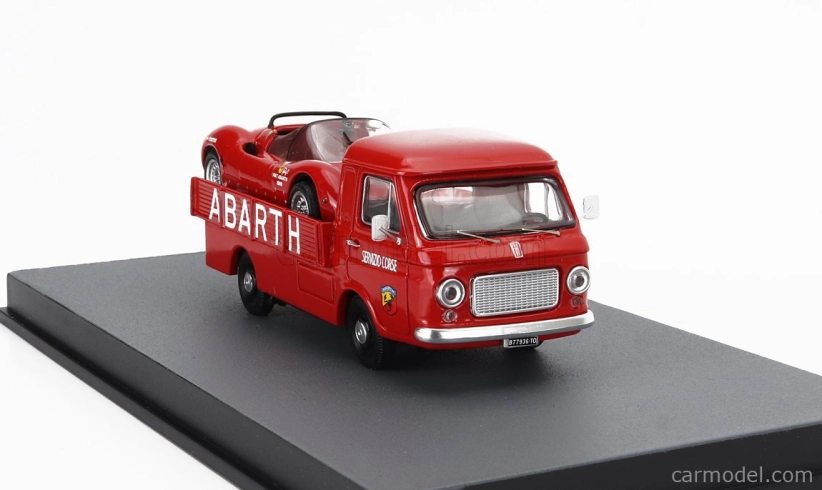 Rio-models Fiat 241 Assistenza Abarth Corse Car Transporter 1970 With Fiat Abarth 1000sp Spider 1:43 Red