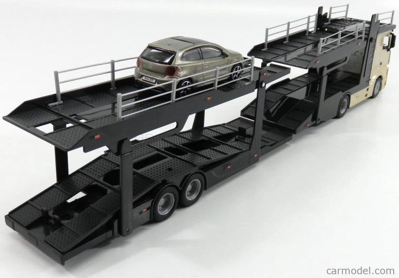 Bburago Mercedes benz Actros 2 2545 Truck Car Transporter 2016 + Volkswagen Polo Gti 1:43
