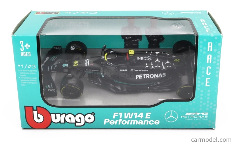 Bburago Mercedes gp F1 W14 Team Mercedes-amg Petronas F1 N 44 1:43, čierna