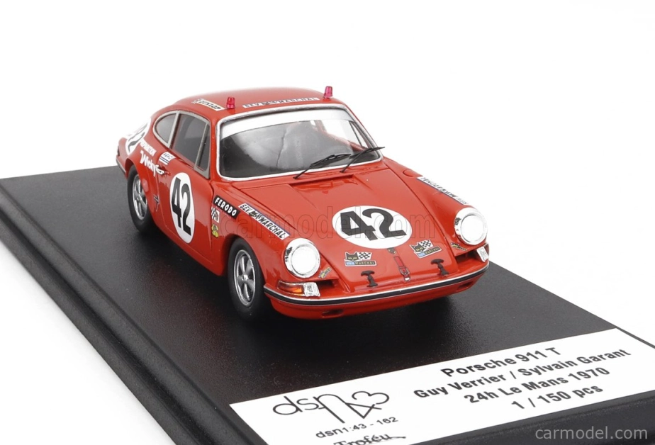 Trofeu Porsche 911t Coupe Team Wicky Racing N 42 24h Le Mans 1970 Guy Verrier - Sylvain Garant 1:43 Orange