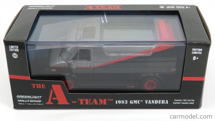 Greenlight GMC Vandura Cargo G.series Van - A-team - 1983 1:43 Černá Červená