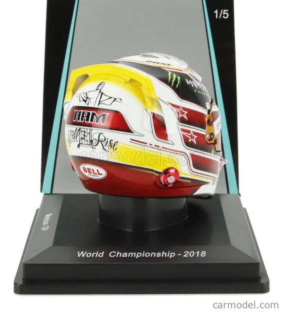Spark-model Bell helmet Casco Helmet F1 Lewis Hamilton World Champion Team Amg Petronas W09 N 44 4th Mexico Gp 2018 1:5 Bílá Černá Červená