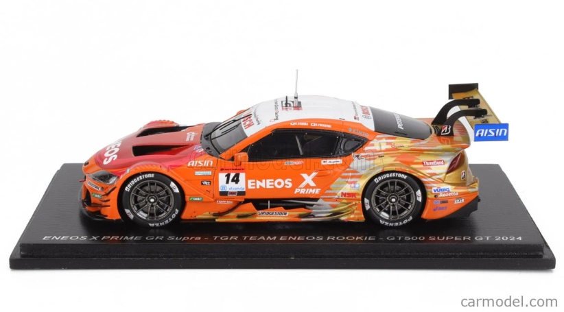 Spark-model Toyota Supra Gr Team Eneos Rookie N 14 Gt500 Class Super Gt 2024 Kazuya Oshima - Nirei Fukuzumi 1:43 Orange White