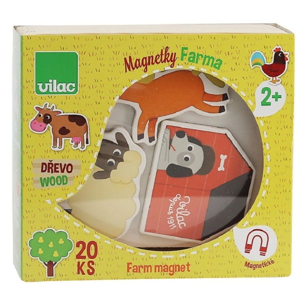 Vilac Drevené magnety farma 20 ks