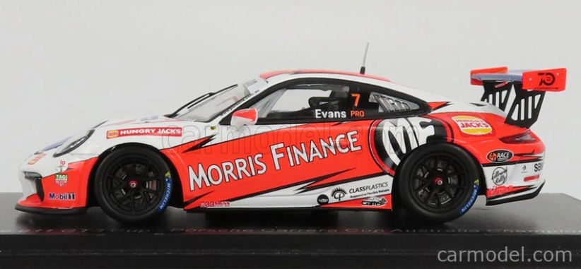 Spark-model Porsche 911 991 Gt3 N 7 Porsche Carrera Cup Australian Champion 2018 J.evans 1:43 Bílá Oranžová