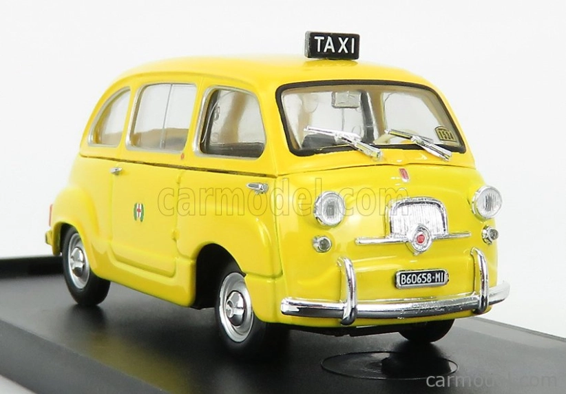 Brumm Fiat 600d Multipla Taxi Milano 1970 1:43 Žltá