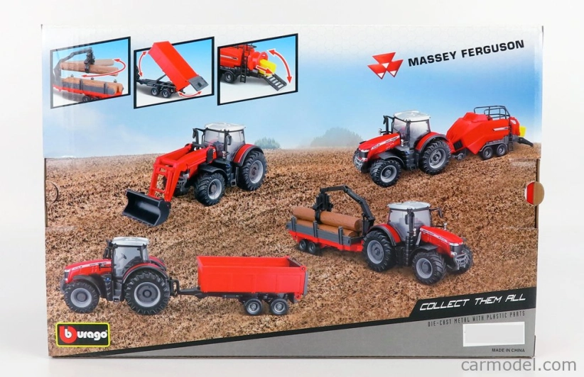 Bburago Massey Ferguson 8740S s doplňky (dárkové balení)