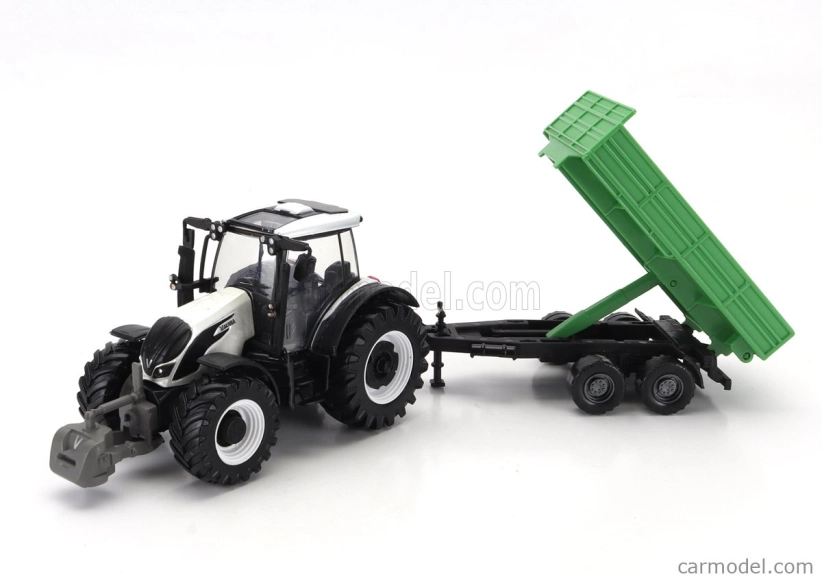 Bburago Valtra N174 Tractor With Tipping Trailer 2017 1:50 biela čierna zelená