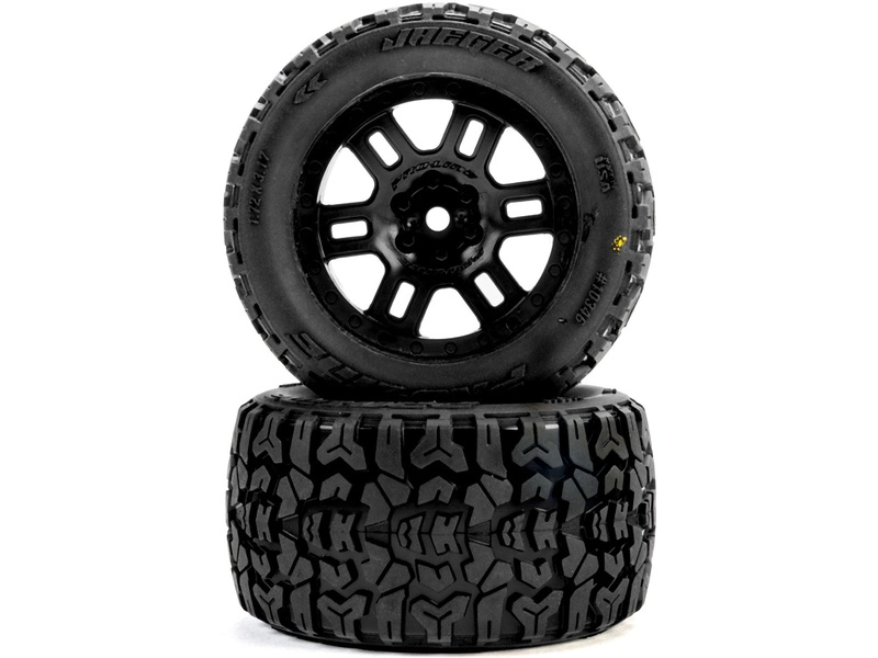 Pro-Line koleso 1:16 s pneu Jaeger, disk Split Six čierny 12mm (2): Arrma Mini Kraton