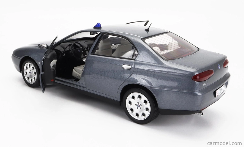 Mitica-diecast Alfa romeo 166 2.4 Jtd (with  Decals Comando Esercito Italiano E Civile) 1998 – (lampeggiante Applicabile Con Biadesivo - Flashing Light With Double-sided Tape) 1:18 Nettuno Grey Met