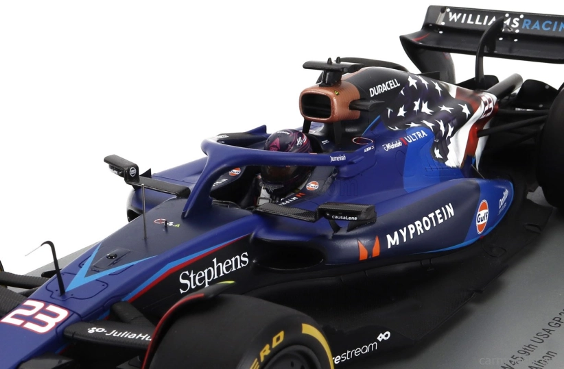 Spark-model Williams F1  Fw45 Team Williams Racing Gulf N 23 Austin Usa Gp 2023 Alexander Albon 1:18 Blue