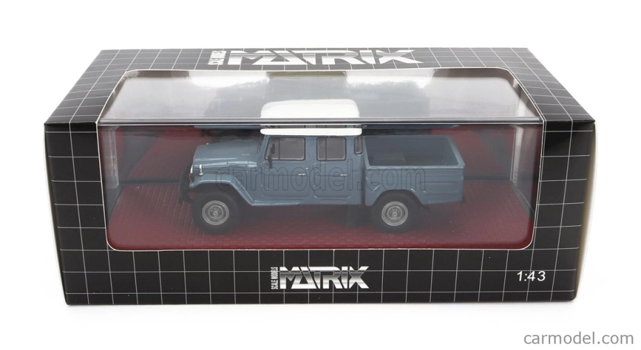 Matrix modely v mierke 1:43 Toyota Hj45 Land Cruiser Crew Cab Pick-up 1979 Modrá Sivá Biela