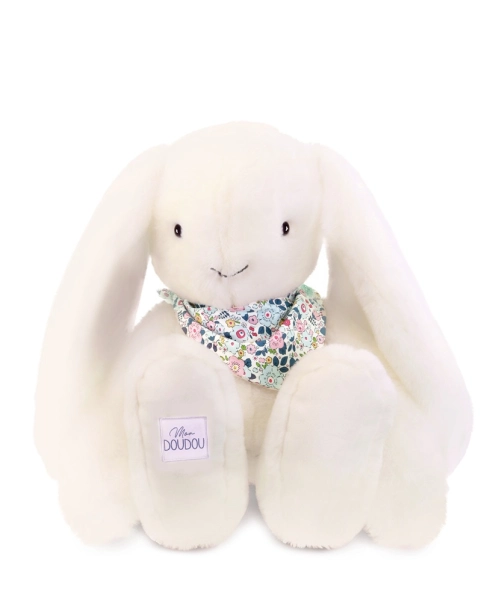 Doudou Plyšový králík XXL s šátkem bílý 50 cm