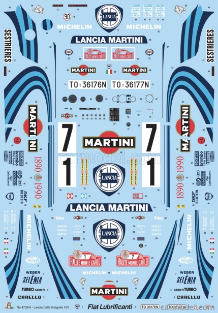 Italeri Lancia Delta Hf Integrale Martini 16v N 1 Rally Montecarlo 1990 M.biasion - T.siviero + Delta Hf Integrale Martini 16v N 7 Winner Rally Montecarlo 1990 D.auriol - B.occelli 1:12 /
