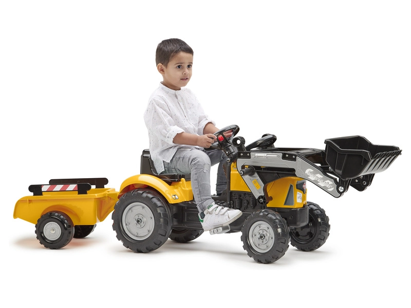 FALK - Šlapací traktor Super Builder s nakladačem a vlečkou