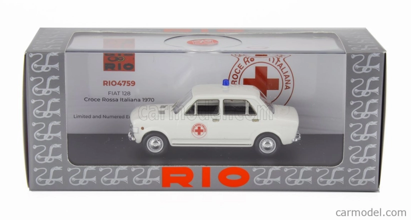 Rio-modely Fiat 128 C.r.i. Ambulancia Croce Rossa Italiana 1970 1:43 biela