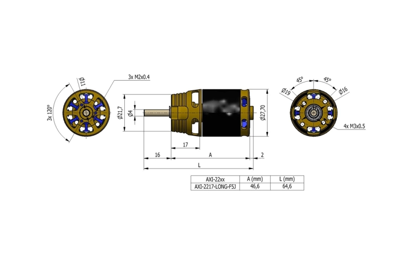 AXI 2217/16 V2 LONG F5J striedavý motor