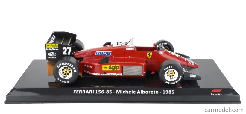 Edicola Ferrari F1 156-85 N 27 Sezóna 1985 Michele Alboreto - Con Vetrina - S vitrínou 1:24 červená čierna
