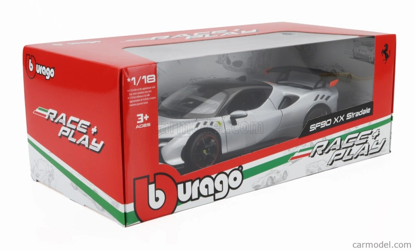 Bburago Ferrari Sf90xx Stradale 2024 1:18 Bianco Artico - Bílá Met Oranžová Černá