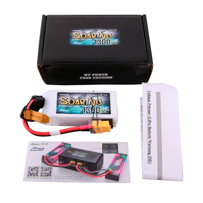 Gens ace akumulátor LiPo G-Tech Soaring 1300mAh 11.1V 30C 3S1P XT60 Plug | RCprofi.cz