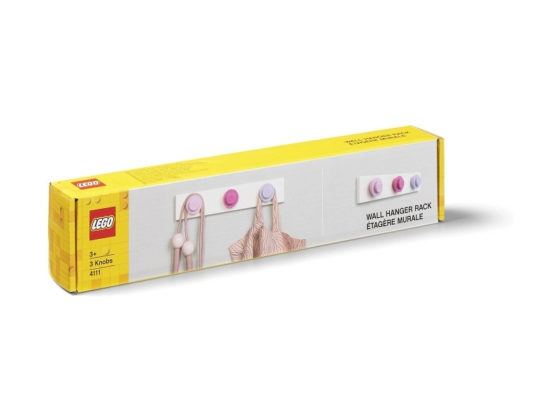 Nástenný vešiak LEGO – svetloružová, tmavoružová, fialová