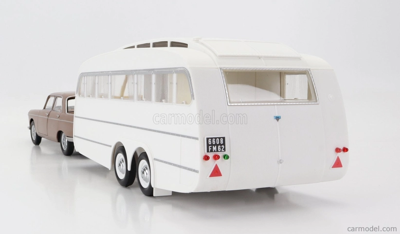 Norev Peugeot 404 With Caravan Roulotte Henon 1965 1:18 Brown Met