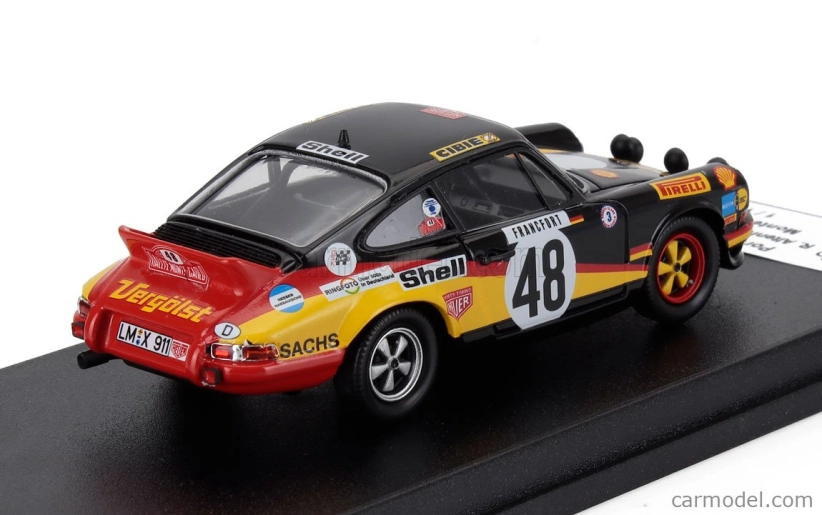 Trofeu Porsche 911 Carrera Rs Coupe (night Version) N 48 Rally Montecarlo 1976 Reiner Altenheimer - Gerd Blankenhagen 1:43 Černá Žlutá Červená