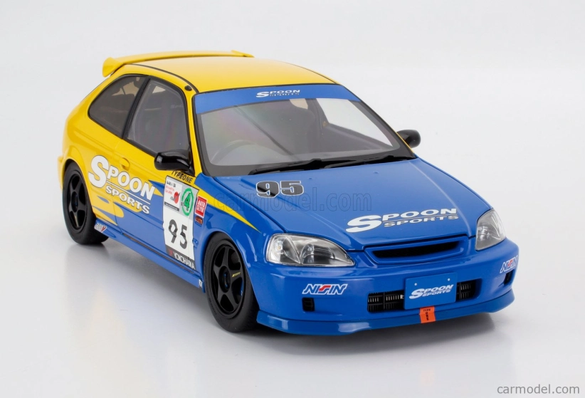 Motorhelix Honda Civic Ek9 Type R Spoon N 95 Racing With Engine And Accessories 1999 1:18 Modrá Žlutá