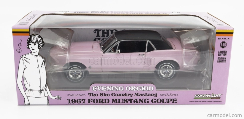 Greenlight Ford usa Mustang Coupe 1968 - The She Country Mustang 1:18 Ružová čierna