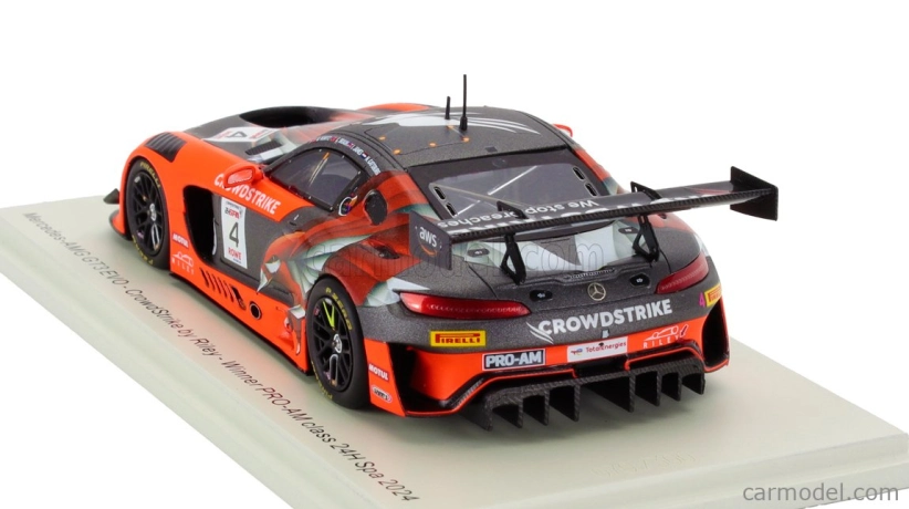 Spark-model Mercedes Benz Amg Gt3 Evo 6.2l V8 Team Crowdstrike Riley N 4 Winner Pro-am Class 24h Spa 2024 George Kurtz - Ian James - Nicky Catsburg - Colin Braun 1:43 Orange Grey