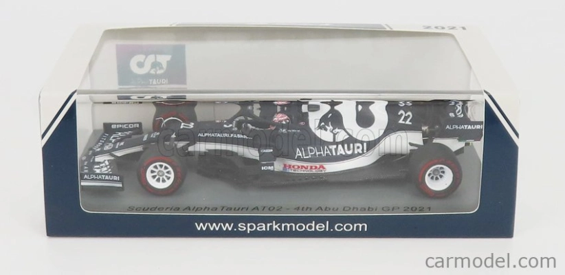 Iskrový model Alpha tauri F1 At02 Honda Ra620h Team Alpha Tauri N 22 4th Abu Dhabi Gp 2021 Yuki Tsunoda 1:43 White Blue