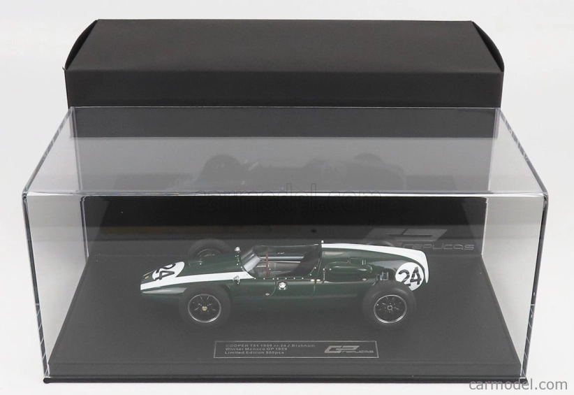 Gp-replika Cooper F1 T51 Climax Team Cooper Car Company N 24 Winner Monaco Gp Jack Brabham 1959 World Champion - Con Vetrina - s vitrínou 1:18 Green White