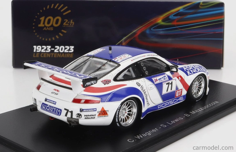 Spark-model Porsche 911 996 Gt3 R 3.6l Team Colucci Racing N 71 24h Le Mans 2000 C.wagner - S.lewis - B.mazzuoccola 1:43 Bílá 2 Tóny Modrá