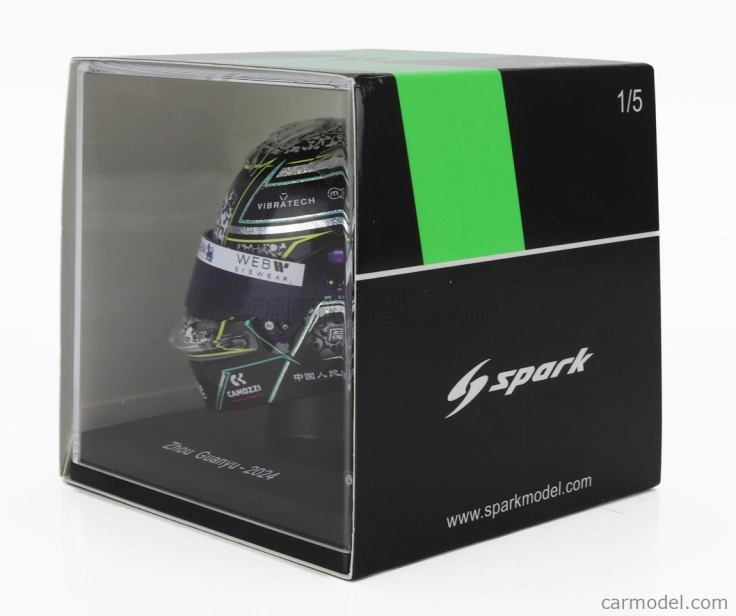 Spark-model Bell helmet Casco Helmet F1 Zhou Guanyu Team Stake Kick Sauber N 24 Season 2024 1:5 Black