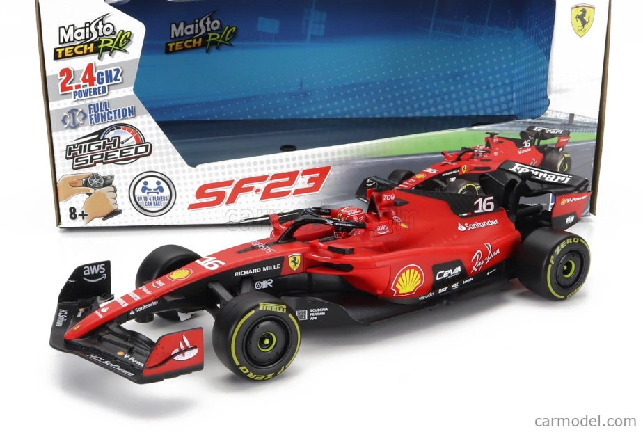 ROZBALENÉ – Maisto Ferrari F1 Sf-23 Team Scuderia Ferrari N 16 Sezóna 2023 Charles Leclerc 1:24 Červená Čierna