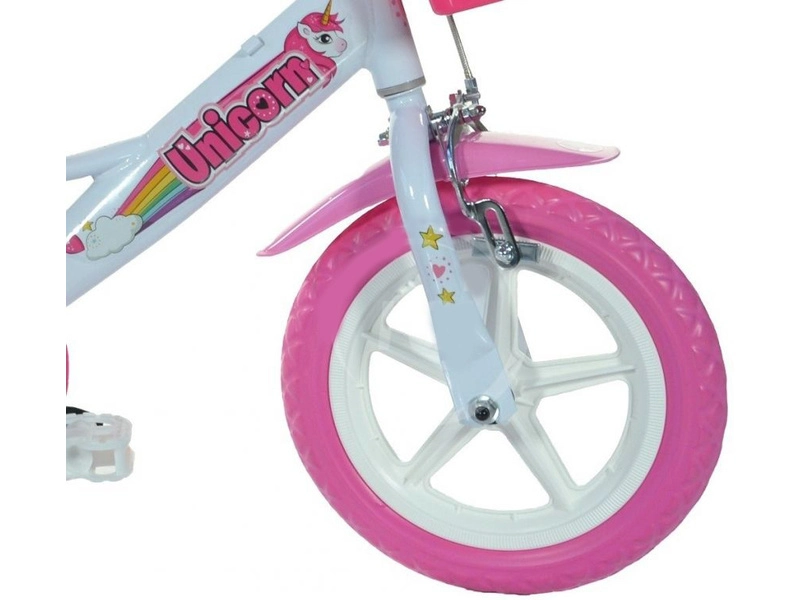 DINO Bikes - Dětské kolo 12" Jednorožec se sedačkou