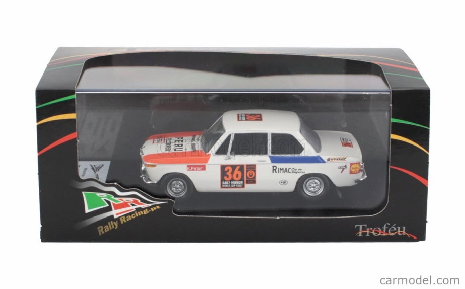 Trofeu BMW 2002 Ti N 36 Rally Londra-messico 1970 Peter Kube - Lothar Ranft 1:43 Bílá Modrá Červená