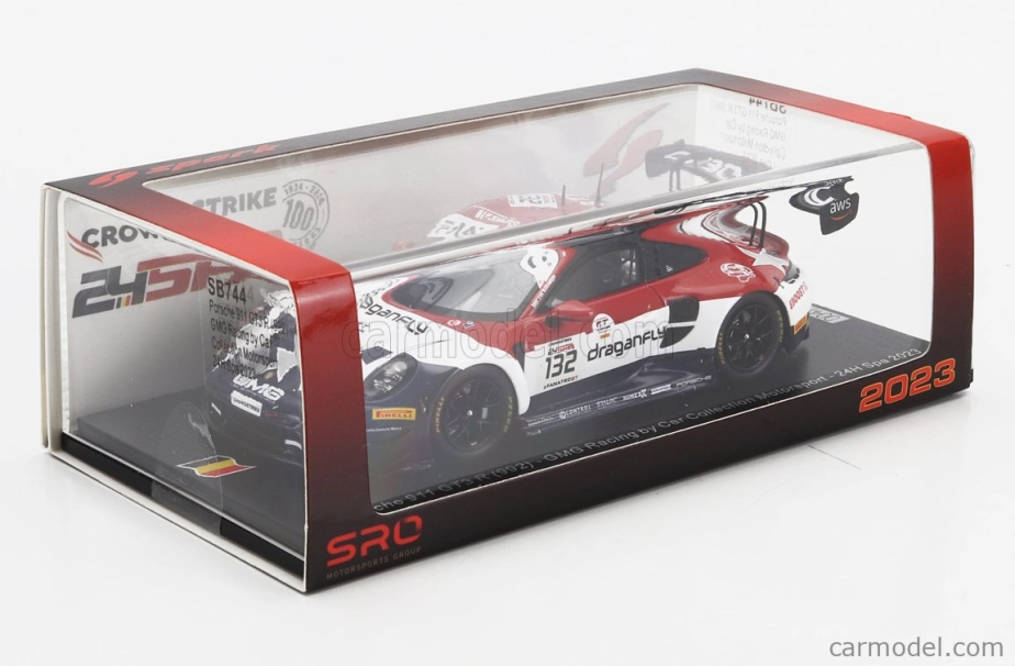 Spark-model Porsche 911 992 Gt3 R Team Gmg Racing N 132 24h Spa 2023 K.wadhington - J.sofronas - P.long - J.bleekemolen 1:43 Červená Biela Modrá
