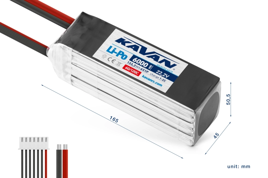 KAVAN - Li-Po 6000 mAh/22,2 V 60/120C, 133,2 Wh